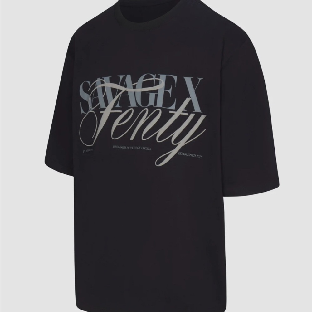 Savage X Fenty Black and Gray Logo Tee